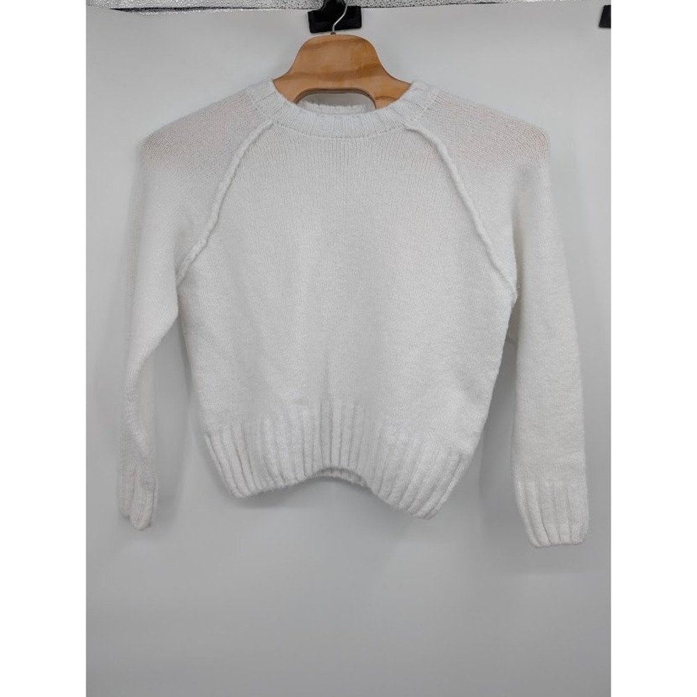 Anthropologie‎ Chunky Knit Sweater Women's Small Ivory Crewneck Pullover